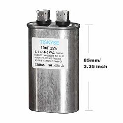 TISKYSE 10 uf MFD 370 or 440 VAC CBB65 Oval Run Capacitor for Fan Motor Blower Condenser in Air Handler Straight Cool or Heat Pump Air Conditioner