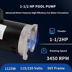 B2854 Square Flange Pool Motor,1-1/2 HP,3450 RPM, 8.0/16.0 Amps, 1.1 Service Factor, 56Y Frame, PSC, ODP Enclosure, Pool and Spa Pump Motor