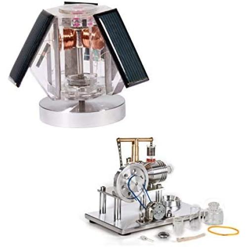 Sunnytech Mini Solar Vertical Mendocino Motor Magnetic Levitating Educational Model Hot Air Stirling Engine Motor Model Science Physics Toy QZ08A-SC02M