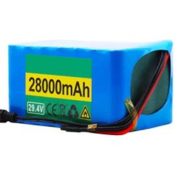 Jieoto 24V 28AH E-Bike Battery 29.4V 28000mAH 7S6P Waterproof Li-ion Battery with Charger Fit for Electric Boat Power Tools Airplane Models Scooter 500W 350W 250W 200W 100W Motor