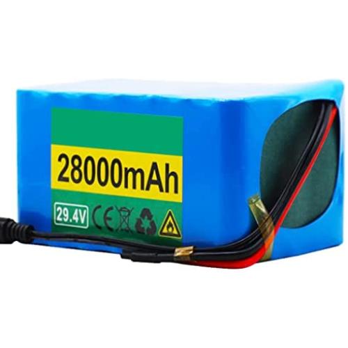 Jieoto 24V 28AH E-Bike Battery 29.4V 28000mAH 7S6P Waterproof Li-ion Battery with Charger Fit for Electric Boat Power Tools Airplane Models Scooter 500W 350W 250W 200W 100W Motor