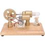 Omabeta Stirling Engine Motor Model, Multi Color LED Stainless Steel Rod Stirling Engine Motor Toy Thickened Glass Gold for Teaching Props