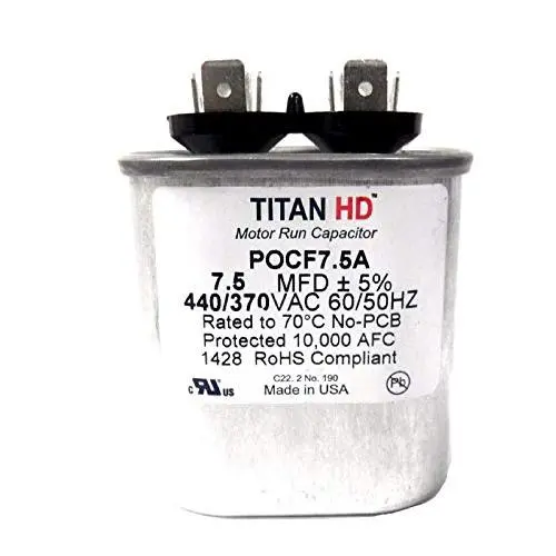 Motor Run Capacitor,7.5 MFD,440V,Oval Motor Run Capacitor,7.5 MFD,440V,Oval