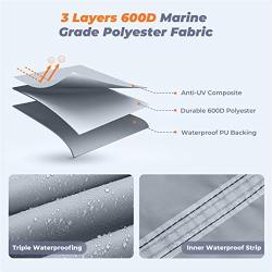 RVMasking Heavy Duty 600D Jon Boat Cover Upgraded Triple Waterproof Tear-Resistant Polyester Jon Boat Cover with Motor Cover, Fits 14ft Long and Beam Width up to 70inch, Gray