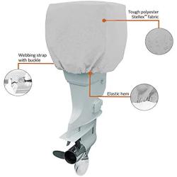 AngLink 600D Heavy Duty Outboard Motor Cover, Sun Protection Boat Motor Hood Cover, Outboard Engine Cover Fits Motor Fits 25Hp to 60Hp