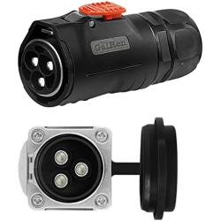 GaiRen Trolling Motor Plug Receptacle Set 3 Pin 80Amp, 12/24/36/48 Volt Marine Boat Power Waterproof IP67 Connector Plug for High Current Trolling Motors Compatible with 5/6 AWG wire