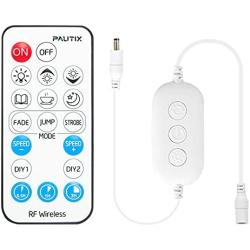 RF Remote Dimmer for Single Color LED Strip Lights,PAUTIX 18-Key Wireless Remote and in-line Controller DC 5-24V for 3528/2835/5050/COB LED Tape Lights,Timer Function