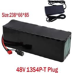 Grideto 48V Electric Bicycle Battery,Ebike Battery Pack,18650 Battery Pack, 13S4P 48V Bicycle Lithium Battery, with BMS and Charger,250~1000W Motor