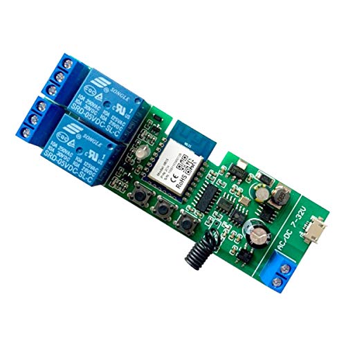MHCOZY Updated WiFi Wireless Smart Switch Inching Self-locking Relay Module,Set Inching Time from 0.5 second to 1 Hour,be applied to access control,DIY WIFI Garage Door Opener (Smart life app 2CH)