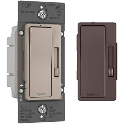 Legrand radiant 1.6A Fan Speed Control Light Switch,l Dark Bronze + Nickel, RHDH163PBCCCV4