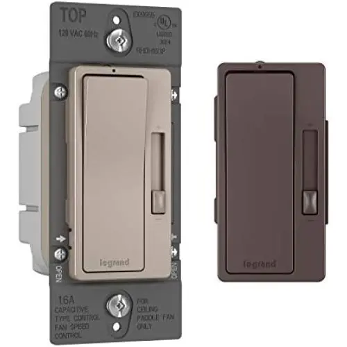 Legrand radiant 1.6A Fan Speed Control Light Switch,l Dark Bronze + Nickel, RHDH163PBCCCV4