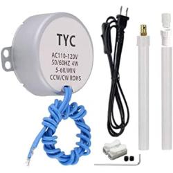 Synchronous Synchron Motor Turntable Motor Electric Motor for Cup Turner,Cuptisserie,Tumbler Cup Rotator with 7mm Flexible Coupling Connector and Power Cord,50/60Hz AC100~127V 4W CCW/CW (5-6R)