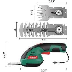 Cordless Grass Shear Handheld Hedge Trimmer 2-in-1 7.2V HYPERECHO Handheld Grass Clipper Hedge Cutter with Pruning Blades and Grass Cutting Blades