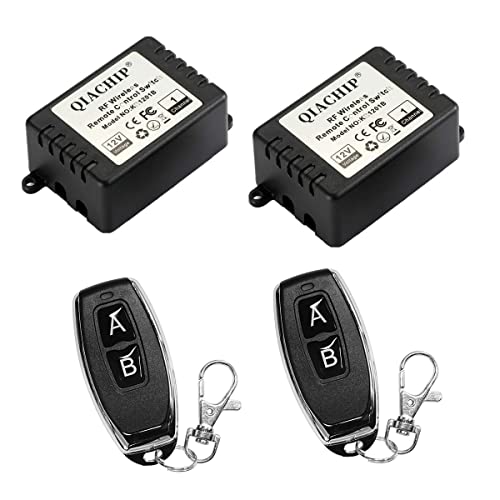 QIACHIP DC 12V 1CH 433Mhz RF Wireless Relay Remote Control Light Momentary Switch Transmitter with Receiver (2 Relays)