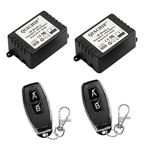 QIACHIP DC 12V 1CH 433Mhz RF Wireless Relay Remote Control Light Momentary Switch Transmitter with Receiver (2 Relays)