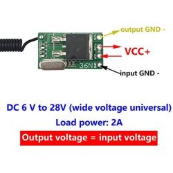 Anntem Wireless Remote Control Switch 433mhz rf Transmitter and Receiver kit dc6v 7v 9v 12v to 24V Universal Battery Power Strip Mini Small Switch mos Circuit Micro Controller Module led Strip Lights