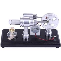 Yamix Double-Cylinder DIY Stirling Engine Motor Model External Combustion Engine Educational Toy Electricity Generator