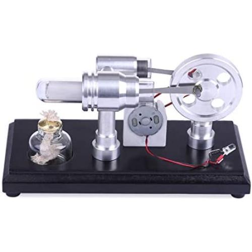 Yamix Double-Cylinder DIY Stirling Engine Motor Model External Combustion Engine Educational Toy Electricity Generator