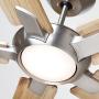 Dorian Eco 60 Inch Ceiling Fan with Light | Dimmable LED Fixture with Premium DC Motor | 6-Speed Wall Control with Natural Solid Wood Blades with and Downrod Mount, Brushed Steel
