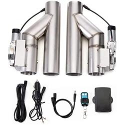 RJSPHH 2.5 Inch Electric Exhaust Cutout Motor E-cut Valve Kit, Catback Single Y Pipe 2 pcs with One Controller Remote Kit