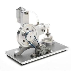 PUOSUO Hot Air Stirling Motor Power Generator Alpha Engine Model Educational Physics Experiment Kit（Not Include Alcohol）