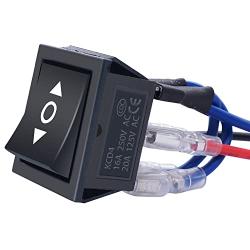 mankk Latching Polarity Reverse Rocker Switch 12V DC 10A DPDT 6 Pin ON/Off/ON 3 Position Motor Control Toggle with Jumper Wires for Car Boat Trailer KCD2-203-JT-X
