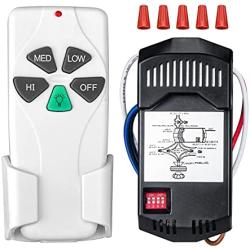 Ceiling Fan Remote Control Kit, with Light Dimmer and 3 Speeds, with Receiver FAN28R, Replacement Hampton Bay, Harbour Breeze, Hunter, Litex. Replace 2AAZPFAN-53T KUJCE9103 UC7030T FAN-11T FAN-53T Kit