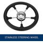 14ft Outboard Steering System Mechanical Boat Rotary Steering Kit Turbine Outboard Steering Cable with Luxury Foamed Steering Wheel