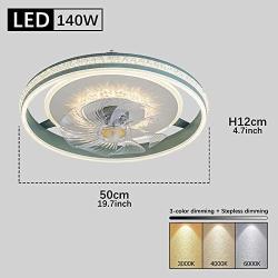 ATELANGE Crystal Dimmable Household Fan Ceiling Light 3 Colors 3 Speeds Household Ceiling Fan With Lights With Remote Control Timing Function Low Profile Fan Ceiling Light Pure Copper Motor For Bedroo