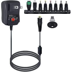 12W AC Adapter Universal Power Supply Adjustable DC Power Adapter 3V 4.5V 5V 6V 7.5V 9V 12V 1A Multi Plug Adaptor Charger for Kids Ride on Car Router Monitor Speaker IP Camera Consoles