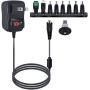 12W AC Adapter Universal Power Supply Adjustable DC Power Adapter 3V 4.5V 5V 6V 7.5V 9V 12V 1A Multi Plug Adaptor Charger for Kids Ride on Car Router Monitor Speaker IP Camera Consoles