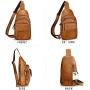 Genuine Leather Sling Bag Crossbody Motorcycle Bag Handmade Chest Bag Hiking Daypack Retro Shoulder Backpack (Brown)