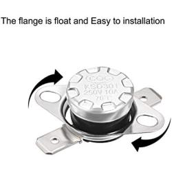 uxcell KSD301 Thermostat 70°C/158°F 10A Normally Closed N.C Adjust Snap Disc Temperature Switch for Microwave,Oven,Coffee Maker 2pcs