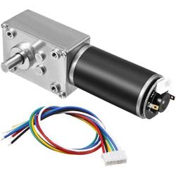 uxcell DC 24V 28RPM 50Kg.cm Self-Locking Worm Gear Motor with Encoder and Cable, High Torque Speed Reduction Motor
