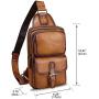 Genuine Leather Sling Bag Crossbody Motorcycle Bag Handmade Hiking Chest Daypack Retro Shoulder Backpack (Brown)