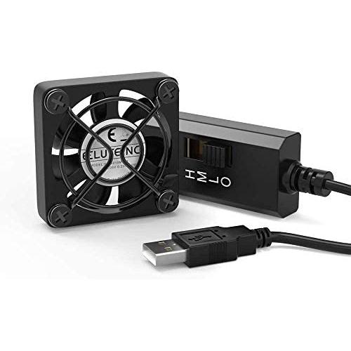 ELUTENG 40mm USB Fan with 3 Speed Control USB Ventilator 5V Max 5300RPM High Flow Equiped with 40mm Fan Filter 2 Pack Dustproof Cover USB Cooling Ventilator Plastic Grill