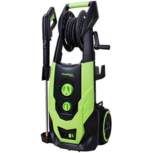 PowRyte Electric Pressure Washer of Brushless Induction Motor with Hose Reel, On-Board Soap Tank , 5 Different Pressure Tips, Power Washer, 4500 PSI 2.6 GPM, Green