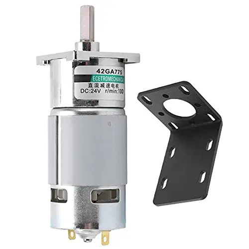 XD42GA755 24V DC Gear Motor Eccentric Output Shaft Sport Control Small Low Speed CW CCW Permanent Magnet + Bracket (100rpm/min)