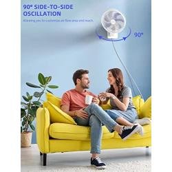 Airbition 8-Inch Small Wall Mount Fan with Remote, AC/DC(12V), 90°Oscillating, 4 Speeds, Timer, 5.9 ft Cord, for Home Office Bedroom Garage Camping RV- White