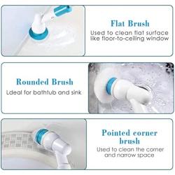 Electric Spin Scrubber,360 Cordless Bathroom Scrubber with 3 Replaceable Cleaning Shower Scrubber Brush Heads,Bathroom Scrubber with Adjustable Arm for Tile, Tub, Sink, Dish, Grout, Wall, Kitchen