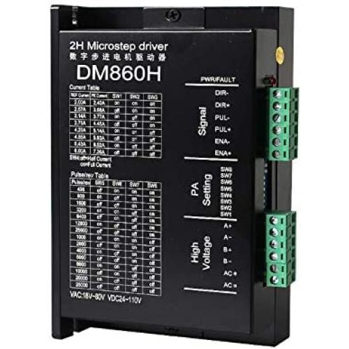 EASON Digital Stepper Motor Driver DM860H 128 Subdivision DC24-110V 6.0A for CNC Cutting Driver for Nema 23 to 42 Stepping Motors (Black)