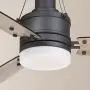Noble Home LED Ceiling Fan with Remote, 54 Inch | Contemporary Design with Removable Light Kit and 3 Reversible Blades | Dimmable Indoor Fixture with Quiet Motor, Graphite
