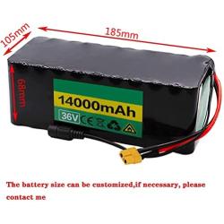 Wnicek 36V 14000mAh E-Bike Lithium Battery 14AH 10S 5P Rechargeable Battery Pack Fit for 200W 300W 350W 500W Motor with Charger and BMS