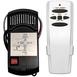 Universal Ceiling Fan Remote Control and Receiver Kit Replacement for Hampton Bay Harbor Breeze Hunter Fan-HD5 Fan-HD UC7030T UC7078T CHQ7078T L3H2010FANHD FAN-28R,with 3-Speed Light-Dimmer