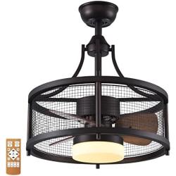 Ceiling Fan With Light Remote Control, Home Cage Ceiling Fan Light With Reversible 6-Speed Motor, Suitable For Bedroom, Living Room, Kitchen, Porch, etc. (With LED Light Source)