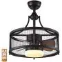 Ceiling Fan With Light Remote Control, Home Cage Ceiling Fan Light With Reversible 6-Speed Motor, Suitable For Bedroom, Living Room, Kitchen, Porch, etc. (With LED Light Source)