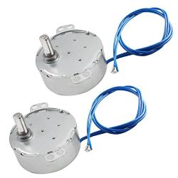Fielect 2Pcs Synchronous Motor AC 110V 2.5-3RPM Turntable Motor CW/CCW Direction 4W TYC-50 Single Flat Shaft