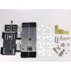 Premium Smart Metal Robot Chassis Kit Tank Tracked Car Platform with DC Motor for Arduino Raspberry Pie MicroBit Remote Control, T101 2-Layers DIY Robotic Part ROS AI STEAM Projects Education RC Toy
