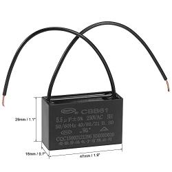 uxcell Ceiling Fan Capacitor CBB61 5.5uF 250V AC 2 Wires Metallized Polypropylene Film Capacitor 47x29x18mm for Electric Fan Pump Motor Generator 3Pcs
