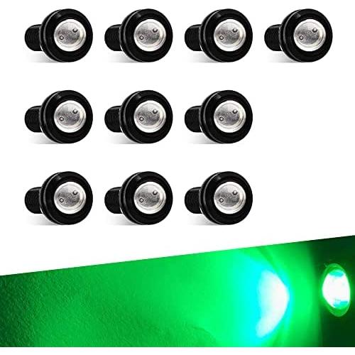 Sidaqi 9W LED Eagle eye 18MM High Power Car Motorcycle Daytime Running DRL Bumper Fog Light Backup Light Clearance Marker Lights Waterproof-10pcs,Green